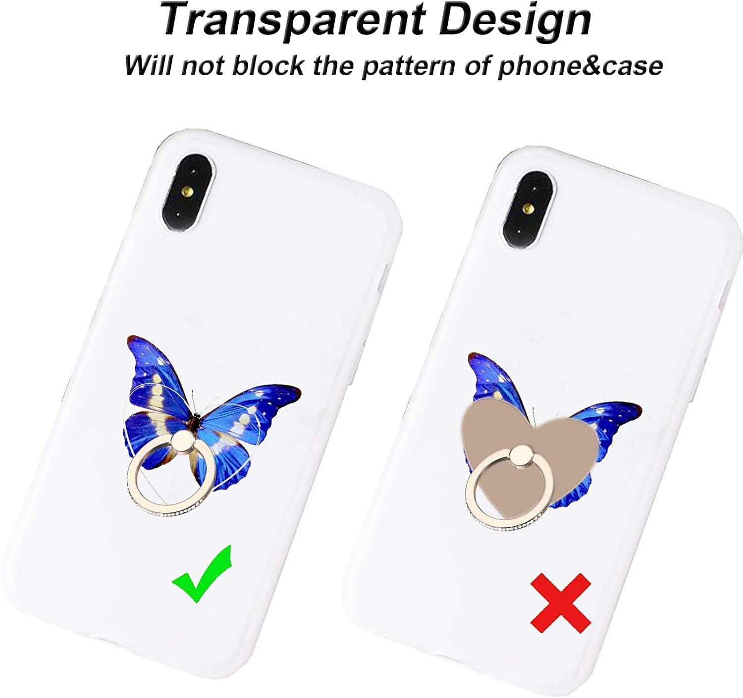 Transparent Clear Cell Phone Ring Grips Holder for Apple Iphone Samsung Galaxy, Finger Ring Stand for Smartphones Tablets Cases(4 Pack£©  CRUMPS   