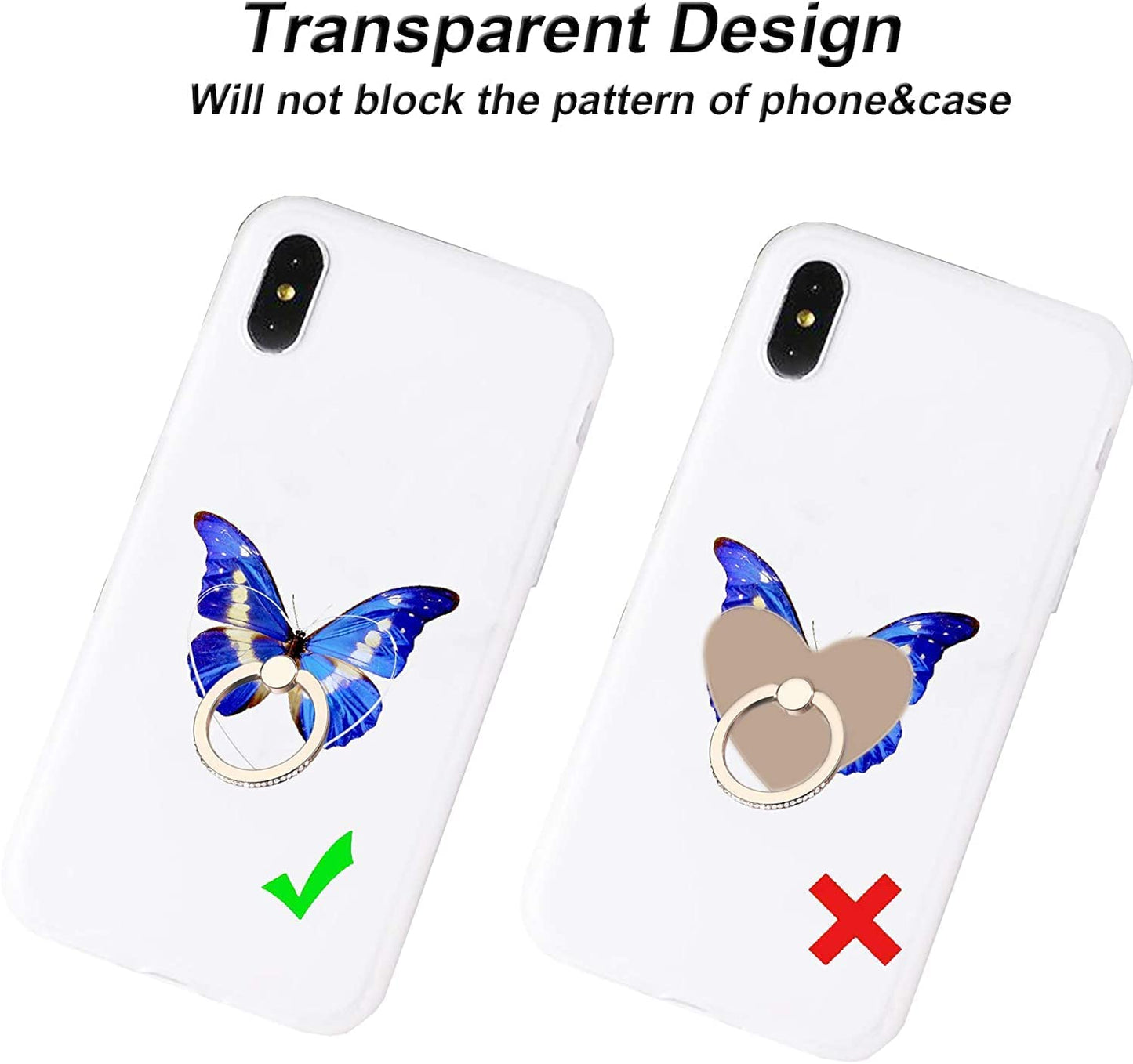 Transparent Phone Ring Holder Grip 5 Pack- Glitter Diamond Clear Cell Phone Ring Stand Holder Finger Grip Kickstand 360¡Ã Rotation, Compatible with Most of Phones, Tablets and Case  CRUMPS   