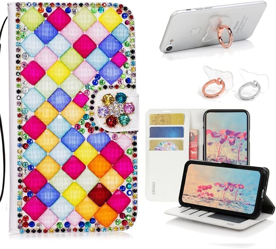 STENES Bling Wallet Case Compatible with LG V40 Thinq - Stylish - 3D Handmade Sexy Girls Bag High Heel Lips Leather Cover with Ring Stand Holder [2 Pack] - Pink  STENES Square Lattice Bowknot / Light Multicolor Design For Samsung Galaxy Note 20 Ultra 