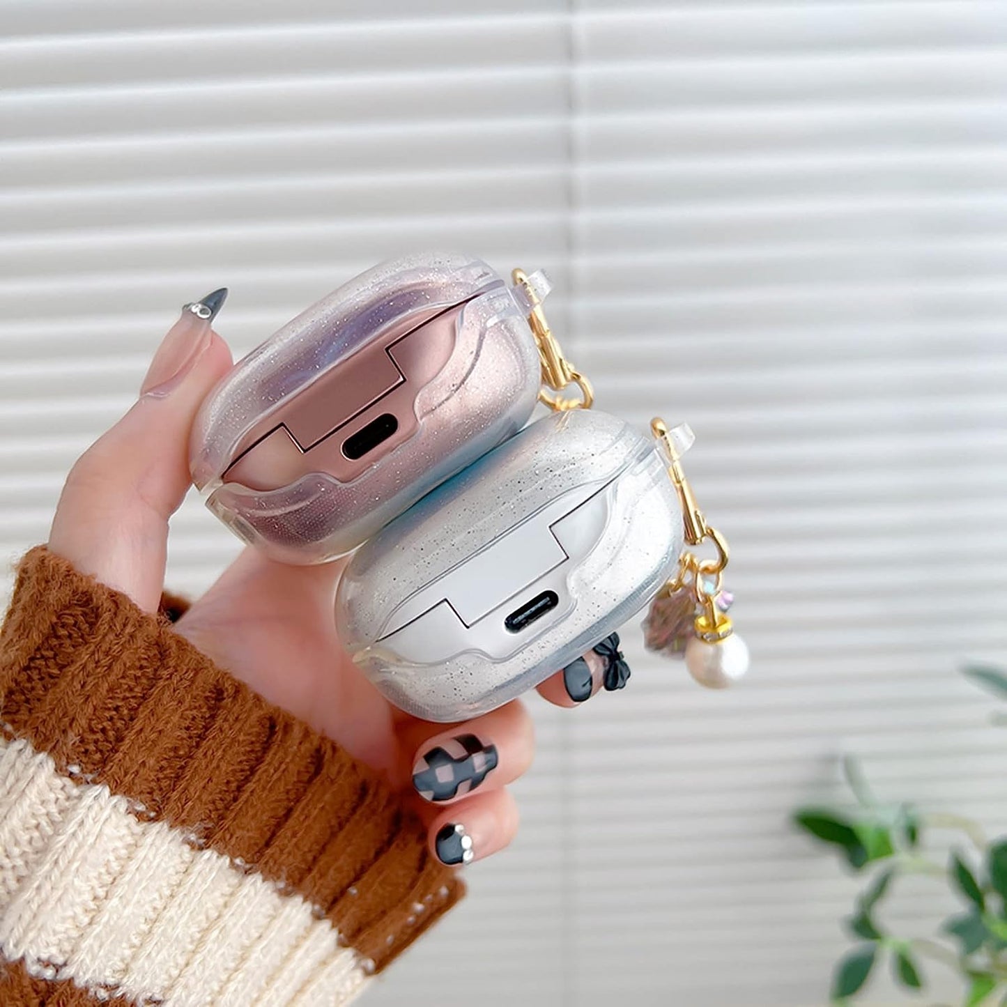 AOLABOKY Earphone Case for Samsung Galaxy Buds Live/Buds Pro/Buds 2/Buds2 Pro Charging Box,Beautiful Butterfly Shiny Transparent Headset Protective Case with Keychain (Purple)  AOLABOKY   