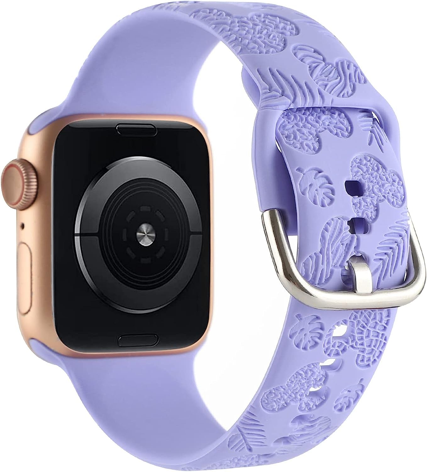 Cartoon Leopard Zebra Engraved Silicone Watchband Cute Soft Strap Sport Bracelet Band Compatible with Apple Watch Series 8 7 6 5 4 3 2 1/SE Ultra  Gadgetisan Lilac 42/44/45/49 mm 