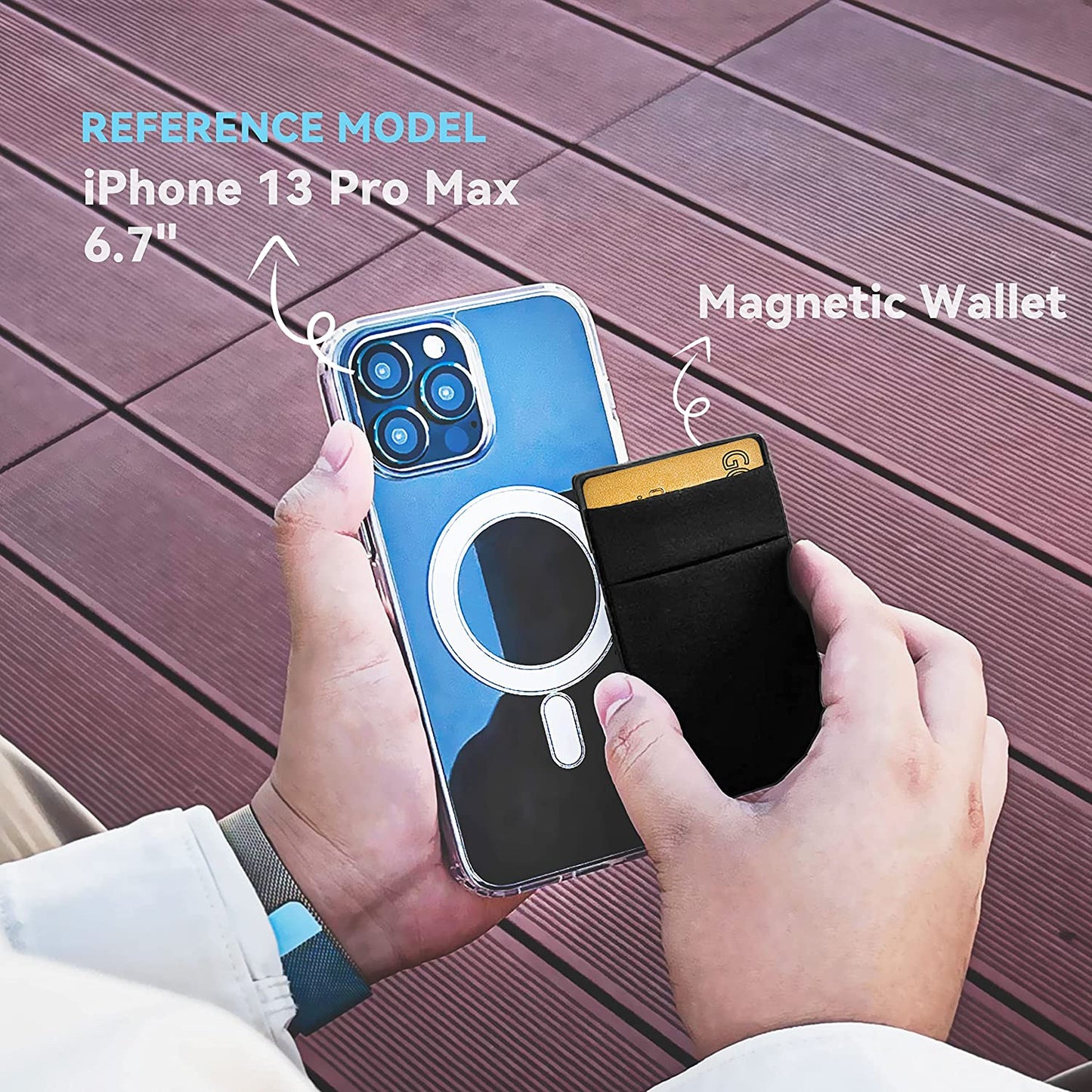 Cloudvalley Magnetic Card Wallet Designed for Iphone Magsafe, Stretchy Lycra Double Pocket Credit ID Card Holder Case for Back of Iphone 14 / Iphone 13 & 12 Mag Safe, Black  CloudValley   