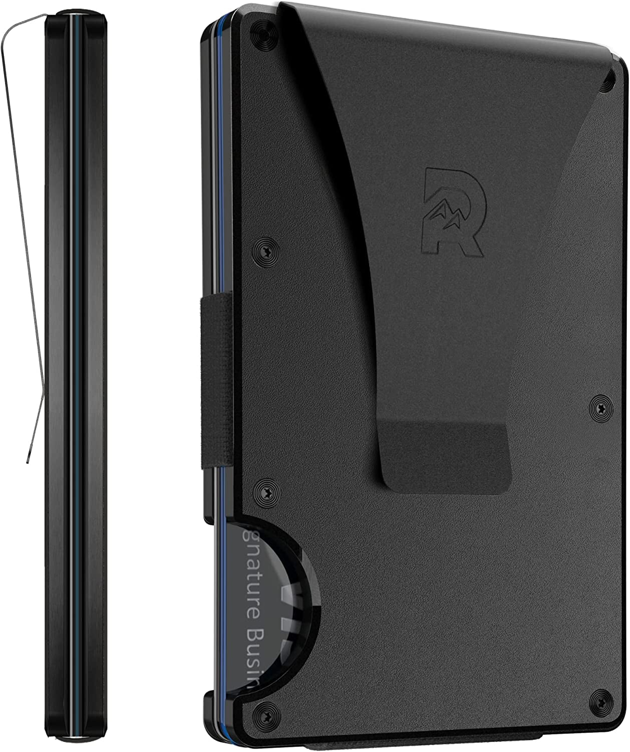 The Ridge Minimalist Slim Wallet for Men - RFID Blocking Front Pocket Credit Card Holder - Metal Wallet for Men with Money Clip (Gunmetal)  The Ridge Matte Black (Titanium)  