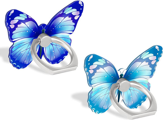 BF2JK Cell Phone Butterfly Finger Ring Holder 360 Degree Rotation Metal Ring Grip for Iphone Samsung Galaxy All Smartphone Mobile Cute Accessories（Blue Dark Blue）  BF2JK   