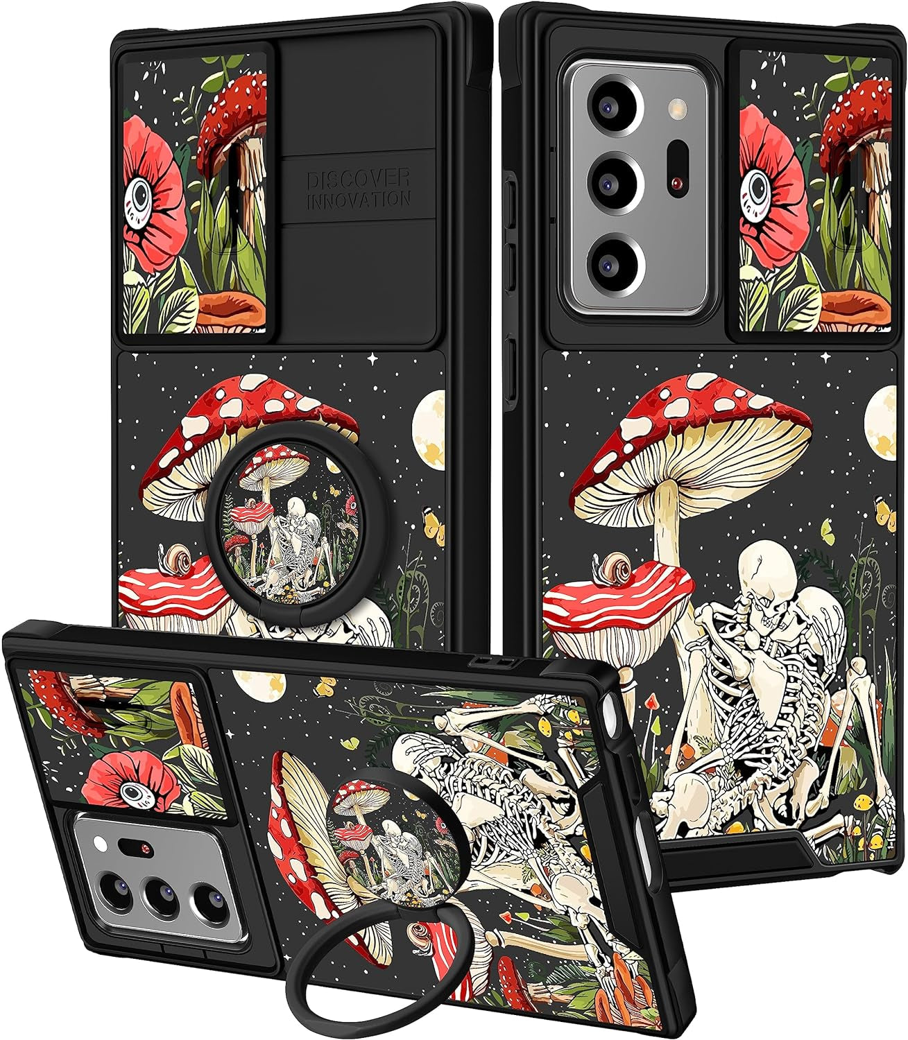 Funermei (2In1 for Samsung Galaxy Note 20 Ultra Case for Women Cute Girls Phone Cover Butterfly Girly Aesthetic Purple Butterfly Design with Camera Cover+Ring Funda for Galaxy Note 20 Ultra Case 5G  Funermei 3-Mushroom Skull  