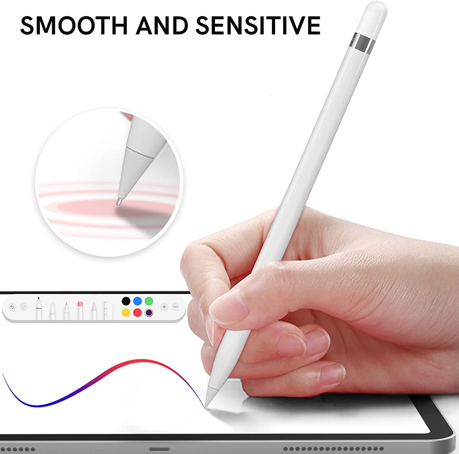Delidigi 2 Pack Pencil Tips for Apple Pencil 2Nd Gen and 1St Gen, Upgraded Metal Wear-Resistant Pen like Tips, Fine Point Precise Control Tips for Apple Pencil (White 1.3Mm)  Delidigi   