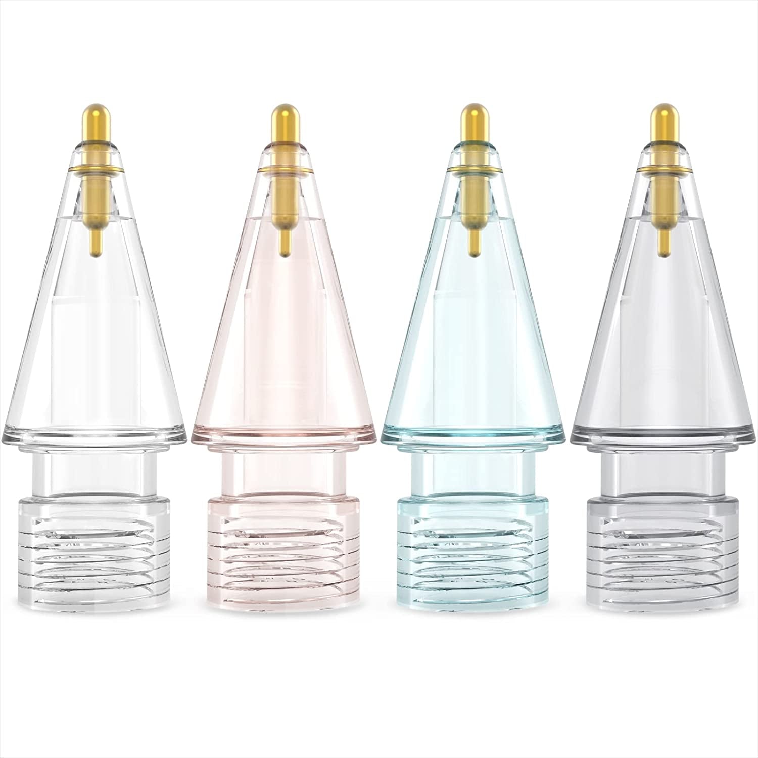 NIUTRENDZ 4 Pack Replacement Tips for Apple Pencil 2Nd Generation and 1St Generation Fine Point Metal Tip, Wear-Resistant & Precise Control (1.95Mm, Clear + Pink + Blue + Grey)  NIUTRENDZ   