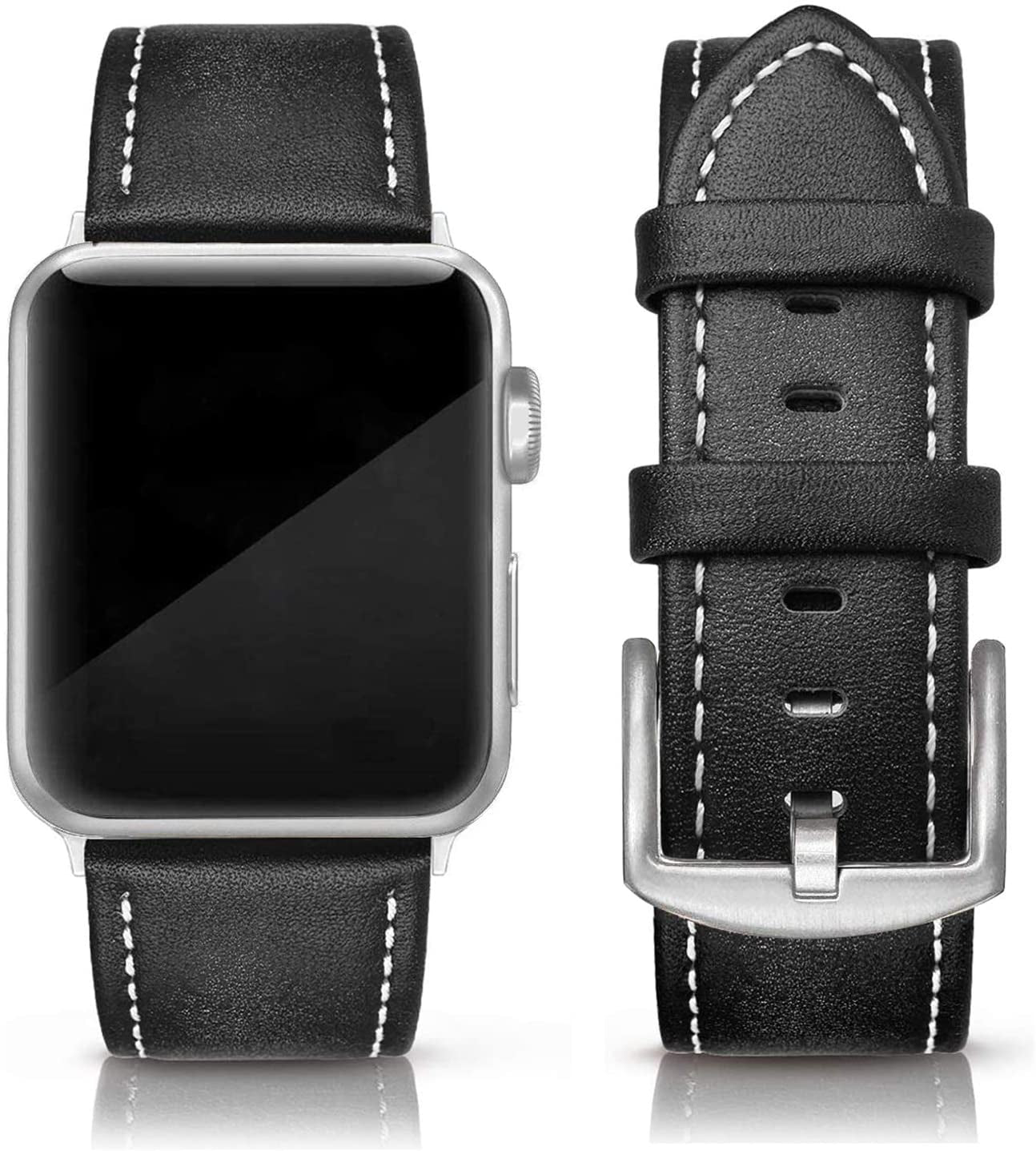 EDIMENS Leather Bands Compatible with Apple Watch 45Mm 42Mm 44Mm Band Men Women, Vintage Genuine Leather Wristband Replacement Band Compatible for Apple Watch Iwatch Series 8 7 6 5 4 3 2 1, SE Sports Retro Walnut  EDIMENS   