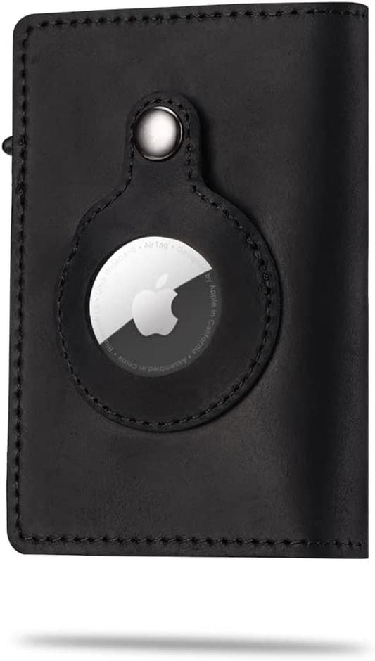 Kanley Airtag Leather Wallet with Tracker Holder Smart Wallet for Men with Tracking Case – Smart Wallet with Card Holder Slots and Money Clip – Christmas, Father’S Day, Birthday (Black)  Kanley   