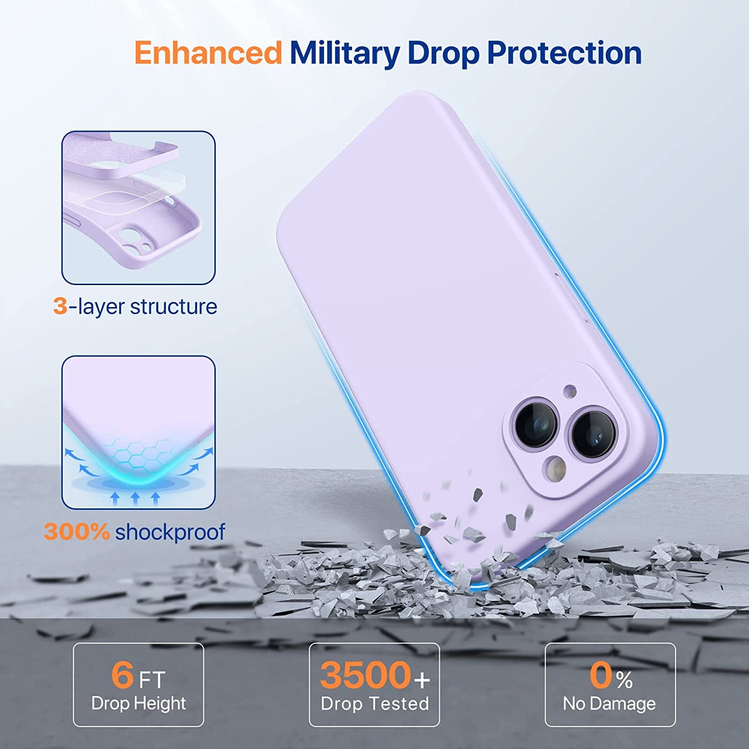 Miracase Designed for Iphone 14 Case with Screen Protector,[Upgraded Enhanced Camera Protection],Shockproof Liquid Silicone Case with Microfiber Lining, 6.1 Inch,Aqua Purple  Miracase   