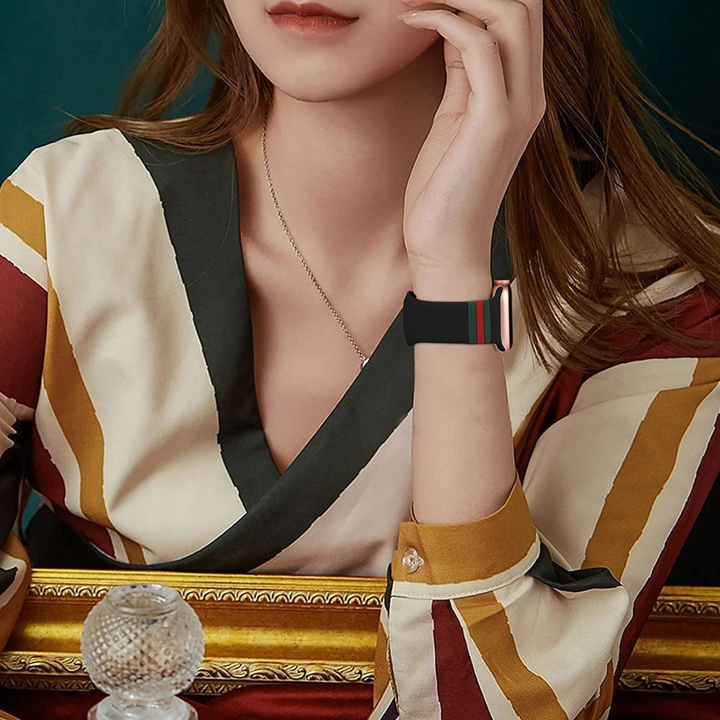 2 Pack Designer Bands Compatible with Apple Watch Band 38Mm 40Mm 44Mm 41Mm 42Mm 45Mm 49Mm Men Women, Soft Silicone Sport Strap Replacement Wristbands for Iwatch Bands Series Ultra SE 8 7 6 5 4 3 2 1  iWabcertoo   