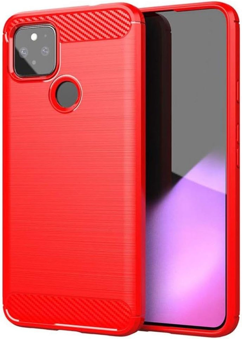 Vultic [Carbon Fiber Case for Google Pixel 4A (5G)(6.2"), Durable [Shock Absorption] Slim TPU Matte Lightweight Bumper Cover (Grey)  Vultic Red Google Pixel 4A (5G) 6.2" 