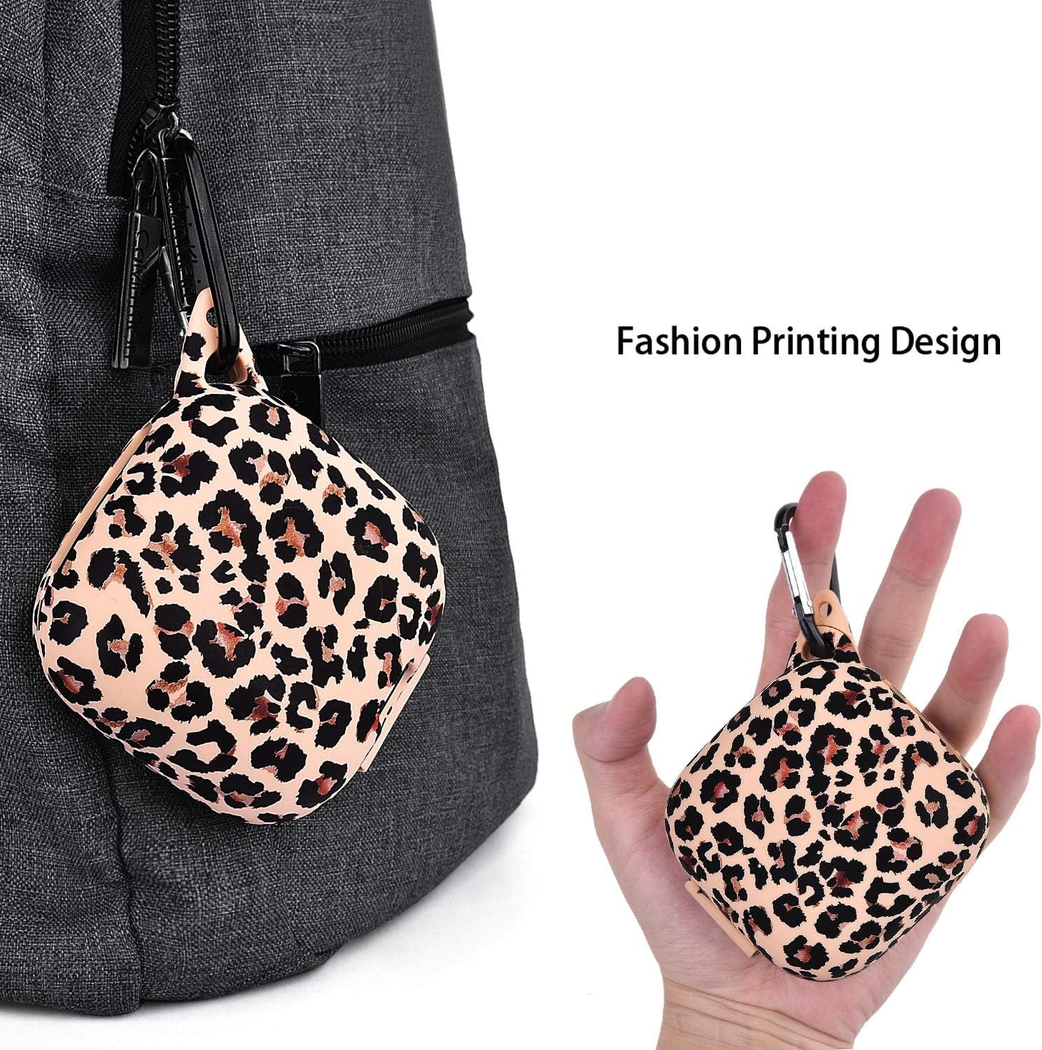 AIRSPO Silicone Case Cover for Powerbeats Pro Anti-Lost & Shockproof Easy Carrying Protective Case with Keychain (Leopard Print)  AIRSPO   