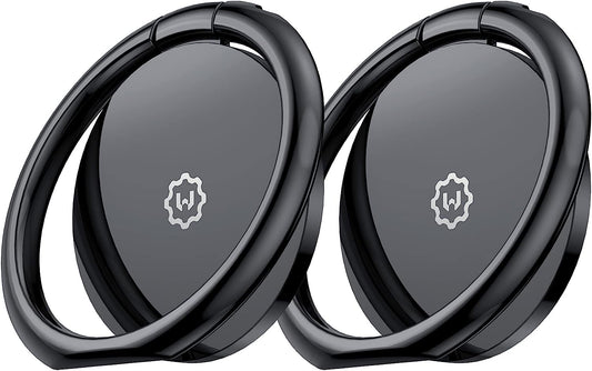 Wixgear (2 Pack) Phone Ring Holder, Universal Magnetic Cell Phone Finger Holder with Kickstand Phone Holder for Hand, Phone Ring Grip Works with Magnetic Car Mounts Compatible with All Phones (Black)  WixGear   