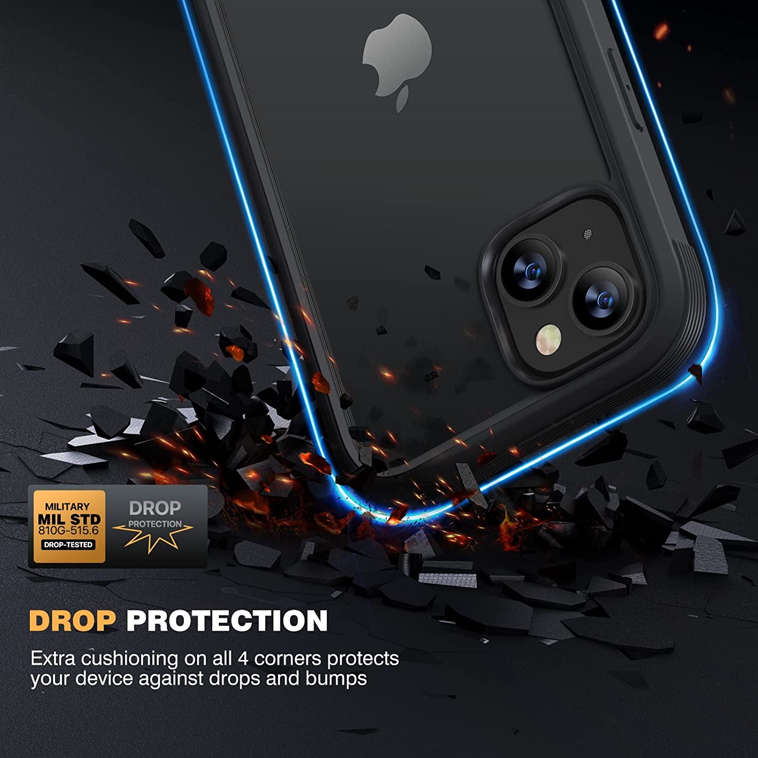 Diaclara Designed for Iphone 14 Case, Full Body Rugged Case with Built-In Touch Sensitive Anti-Scratch Screen Protector, with Camera Lens Protector for Iphone 14 6.1" (Black and Clear)  Diaclara   