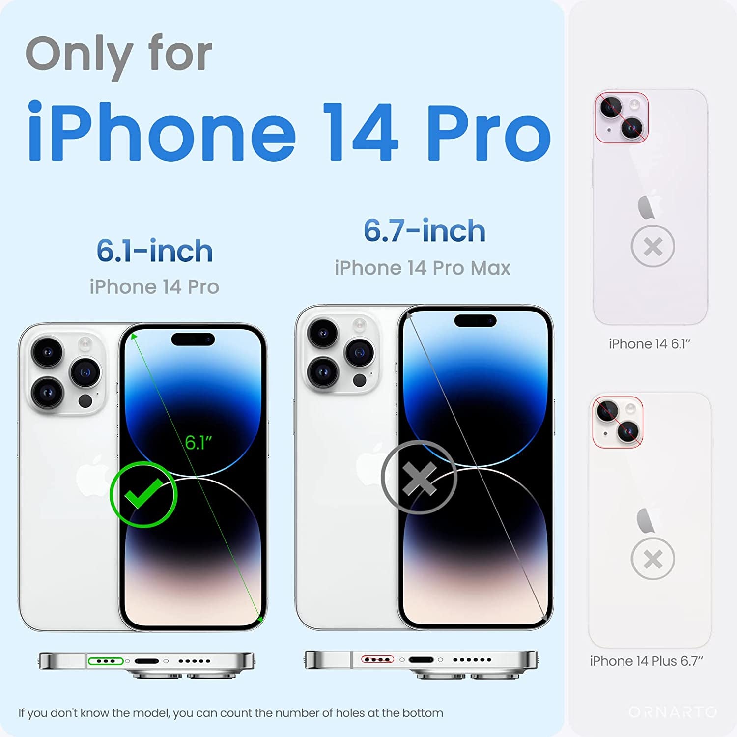 ORNARTO Compatible with Iphone 14 Pro Case 6.1, Slim Liquid Silicone 3 Layers Full Covered Soft Gel Rubber Phone Case Protective Cover with Microfiber Lining 6.1 Inch-Baby Blue  ORNARTO   