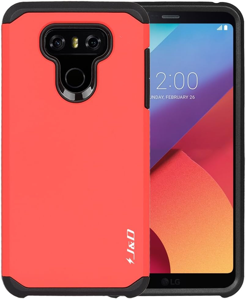 J&D Case Compatible for LG G6 / LG G6 plus Case, Heavy Duty Dual Layer Hybrid Shock Proof Protective Rugged Bumper Case for LG G6 Plus, LG G6 Case, Red  J&D Tech   