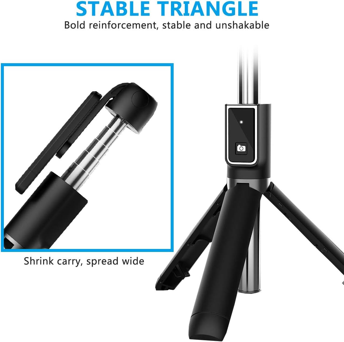 Selfie Stick Tripod, Extendable Selfie Stick with Detachable Wireless Remote and Tripod Stand Selfie Stick for Iphone Pro/11/11 Pro/X/8/7/6S/6,Samsung Galaxy S10/S9/S8/S7/Note 9/8,Huawei and More  Naohiro   