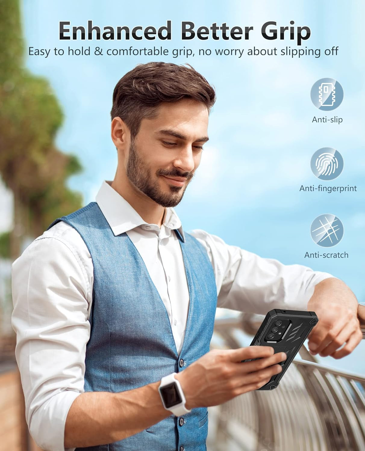 Soios for Samsung Galaxy A53 5G Case: with Built-In Screen Protector & Kickstand | Full-Body Dual Layer Rugged Belt-Clip Holster | Heavy Duty Shockproof Protective Phone Cover - 6.5Inch - Black  SOiOS   