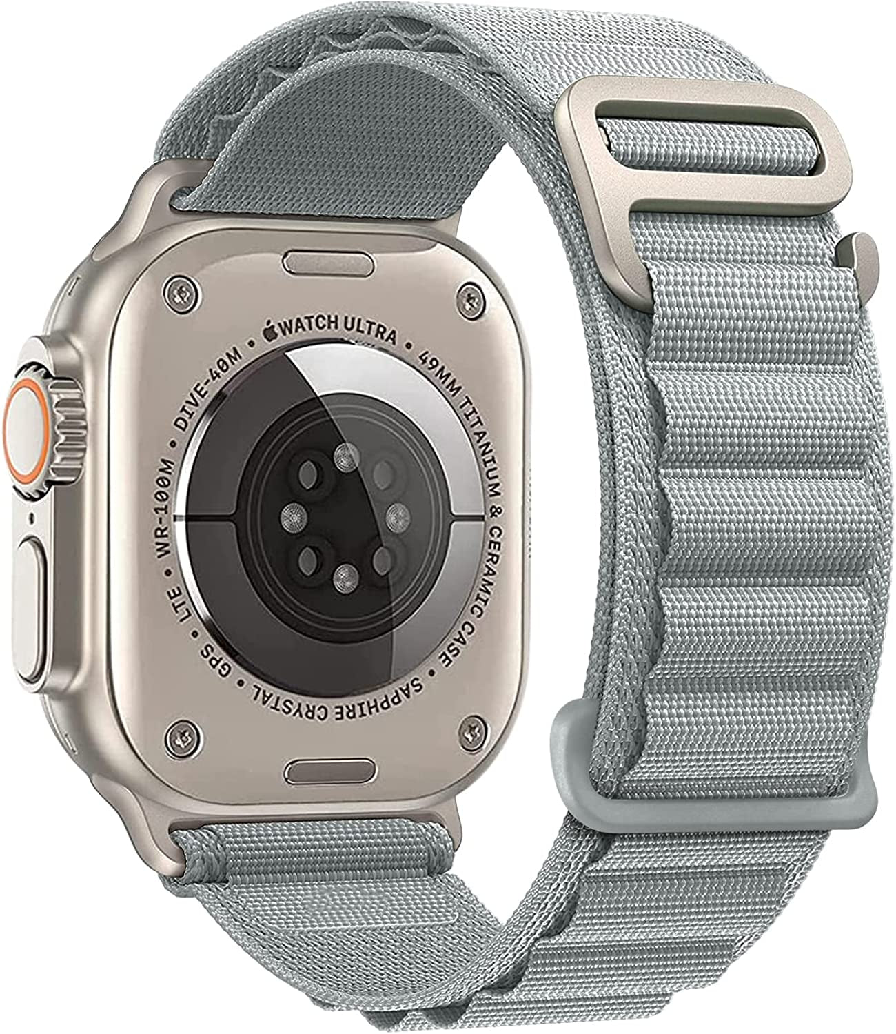 VNCAS Compatible with Apple Watch Ultra Band 49Mm 45Mm 44Mm 42Mm 38Mm 40Mm 41Mm Men Women, Rugged Alpine Loop Nylon Sport Bands with Titanium G-Hook Braided Stap for Iwatch Series SE 8 7 6 5 4 3 2 1  VNCAS Gray 38mm/40mm/41mm 