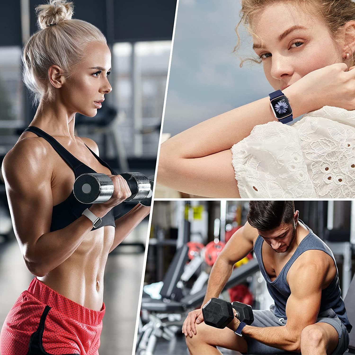 6 Pack Bands Compatible with Apple Watch Band 38Mm 40Mm 41Mm 42Mm 44Mm 45Mm 49Mm-3Pack Soft Silicone Strap, 3Pack Elastic Sport Wristbands for Iwatch Series Ultra 8 7 6 5 4 3 2 1 SE Women Men  iFuntec   