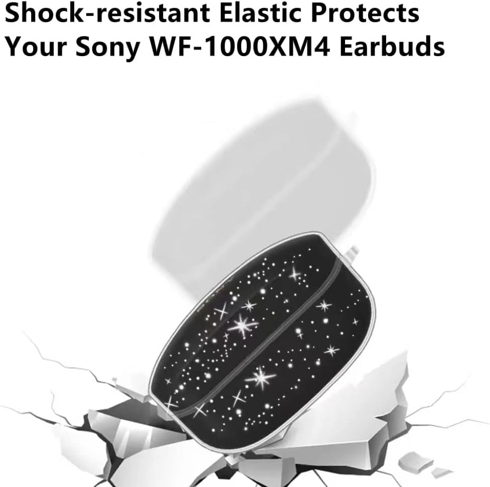 Cover Case Compatible with Sony WF-1000XM4 Earbud, Upgrade TPU Durable Sony WF-1000XM4 Case Wireless Earbuds Protective Cover with Keychain (Shine Black)  FGFLOWER   