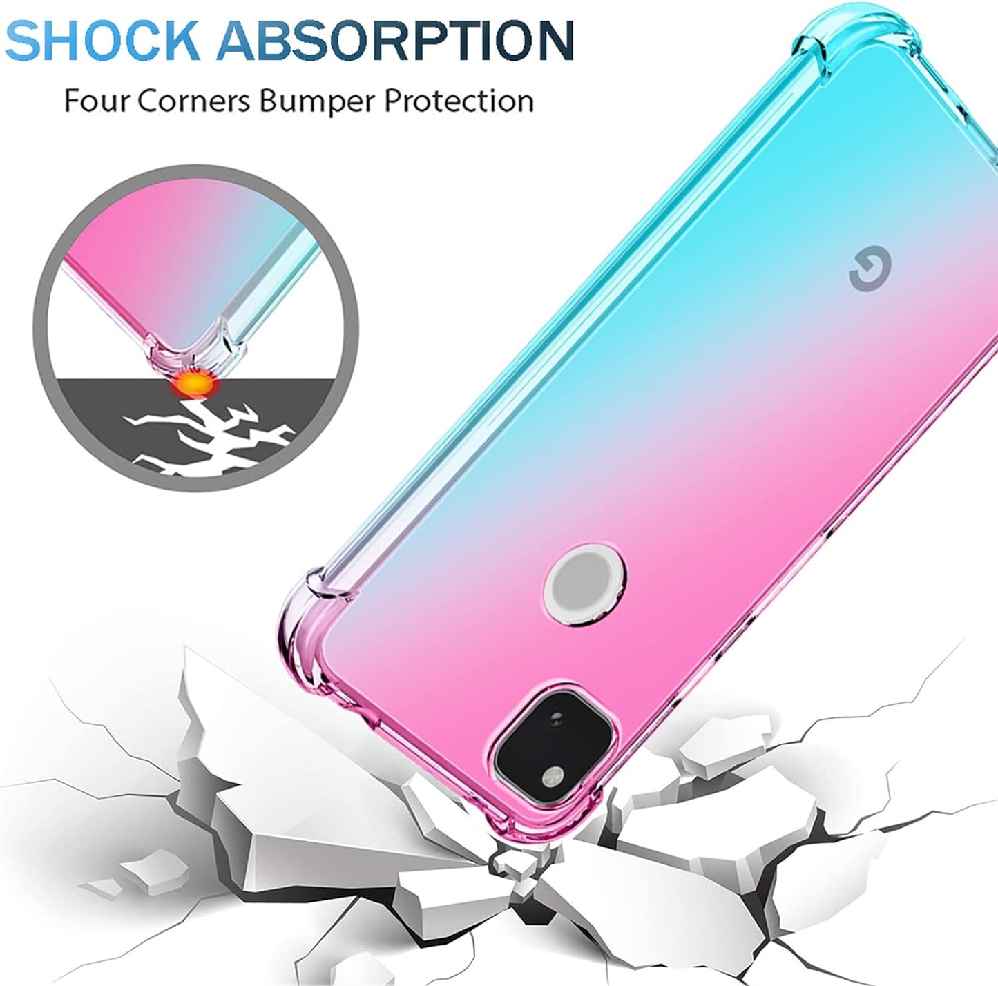 OEURVQO for Pixel 4A Google 4A Case [Not Fit 4A 5G] Clear Cute Gradient Colorful Slim Soft TPU Shockproof Bumper Anti-Scratch Protective Phone Cover for Google Pixel 4A (Pink/Green)  OEURVQO   