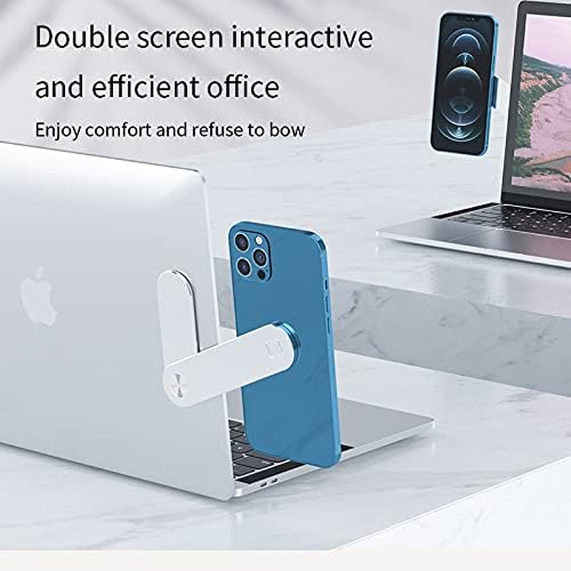 Magnetic Phone Holder for Laptop, Laptop Side Mount Clip Compatible with All Mobile Phone, Improve Office and Home Efficiency. (Rose Gold)  Duo Technology   