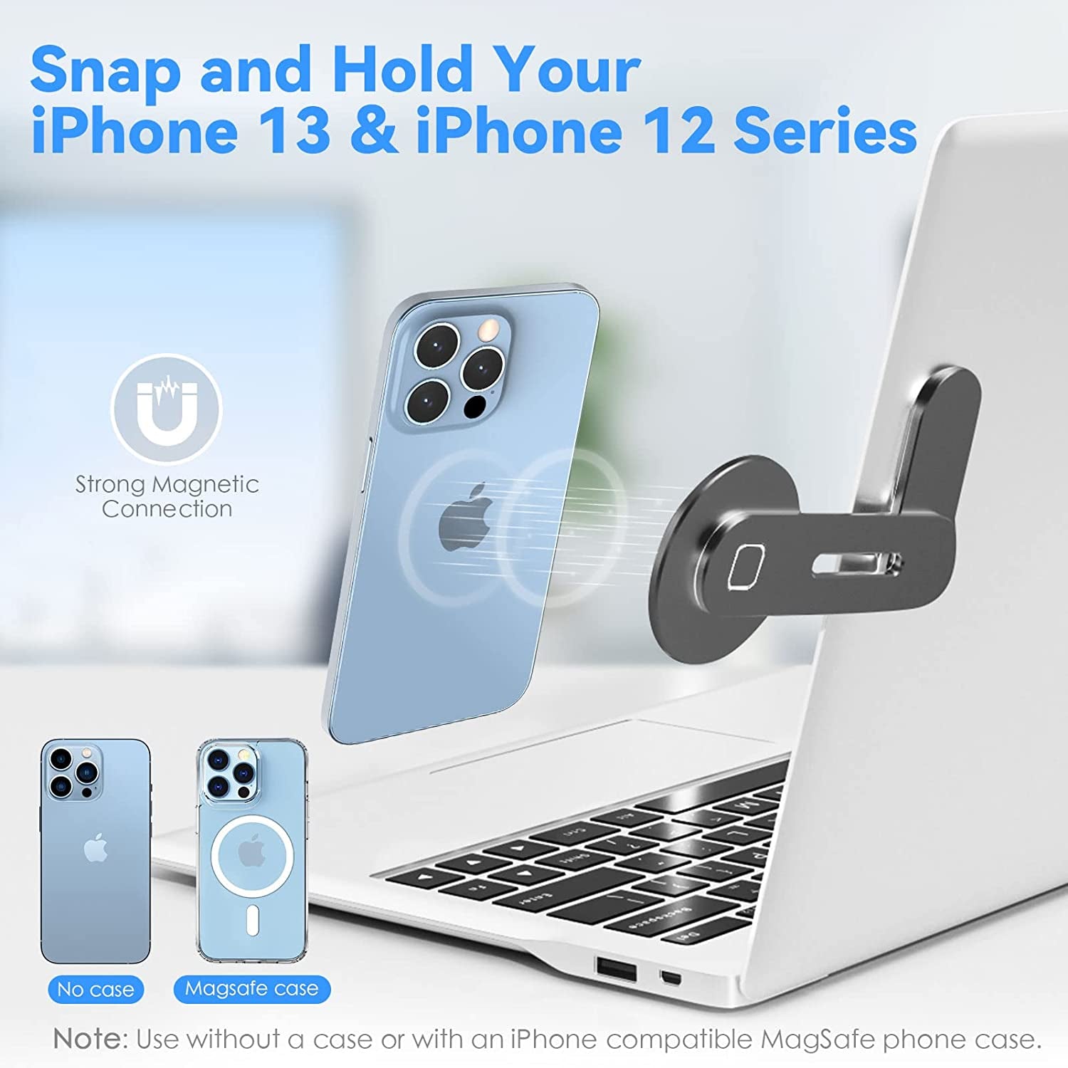 Cloudvalley Magnetic Phone Holder for Laptop Designed for Iphone 14/13 / 12 Series Magsafe, Adjustable Phone Monitor Side Mount, Slim Portable Foldable Computer Expansion Bracket (Black)  CloudValley   