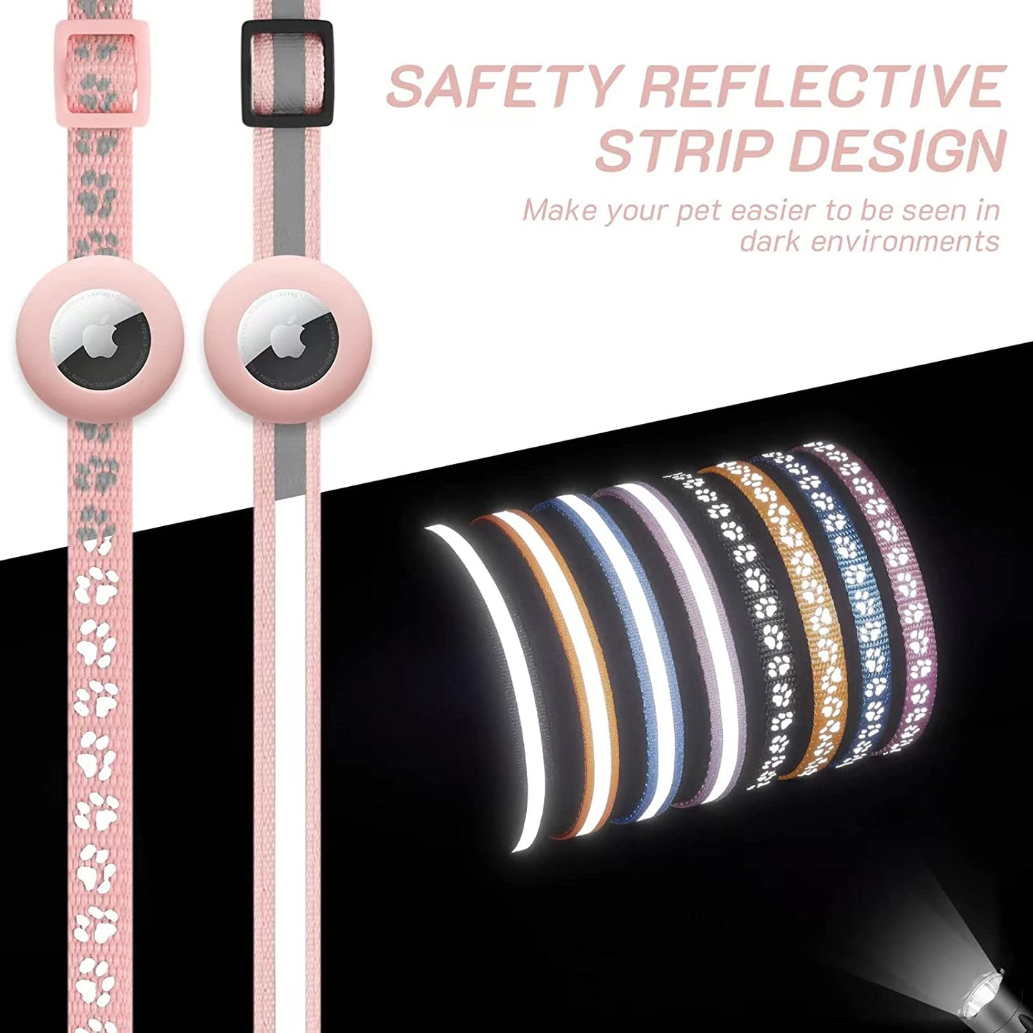 2Pack Airtag Cat Collar Breakaway with Bell,Reflective Kitten Collar with Apple Airtag Cat Collar Holder,Adjustable 7-12In,Safety Buckle for Girl Boy Cats,Pet Supplies,Accessories,Gifts (Pink)  LAFAYI   