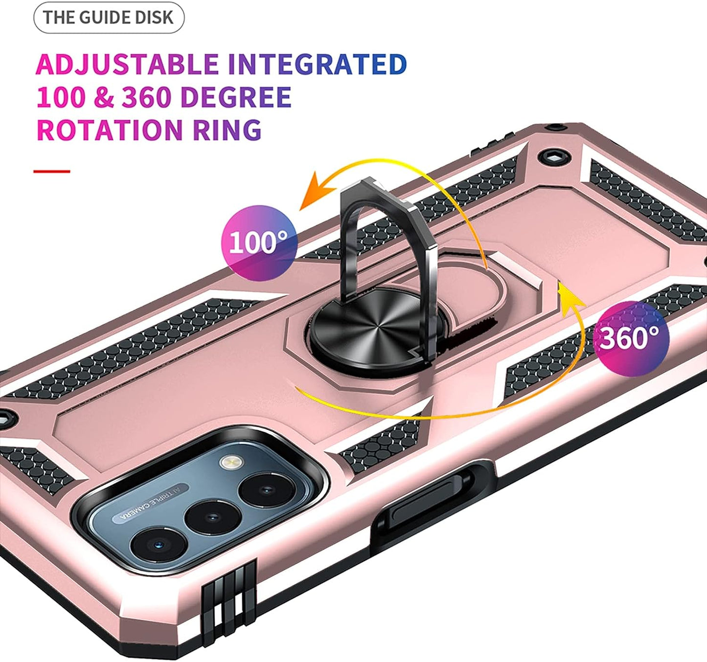 SKTGSLAMY for Oneplus Nord N200 5G Case,With Screen Protector,[Military Grade] 16Ft. Drop Tested Cover with Magnetic Kickstand Car Mount Protective Case for Oneplus Nord N200 5G, Rose Gold  SKTGSLAMY   