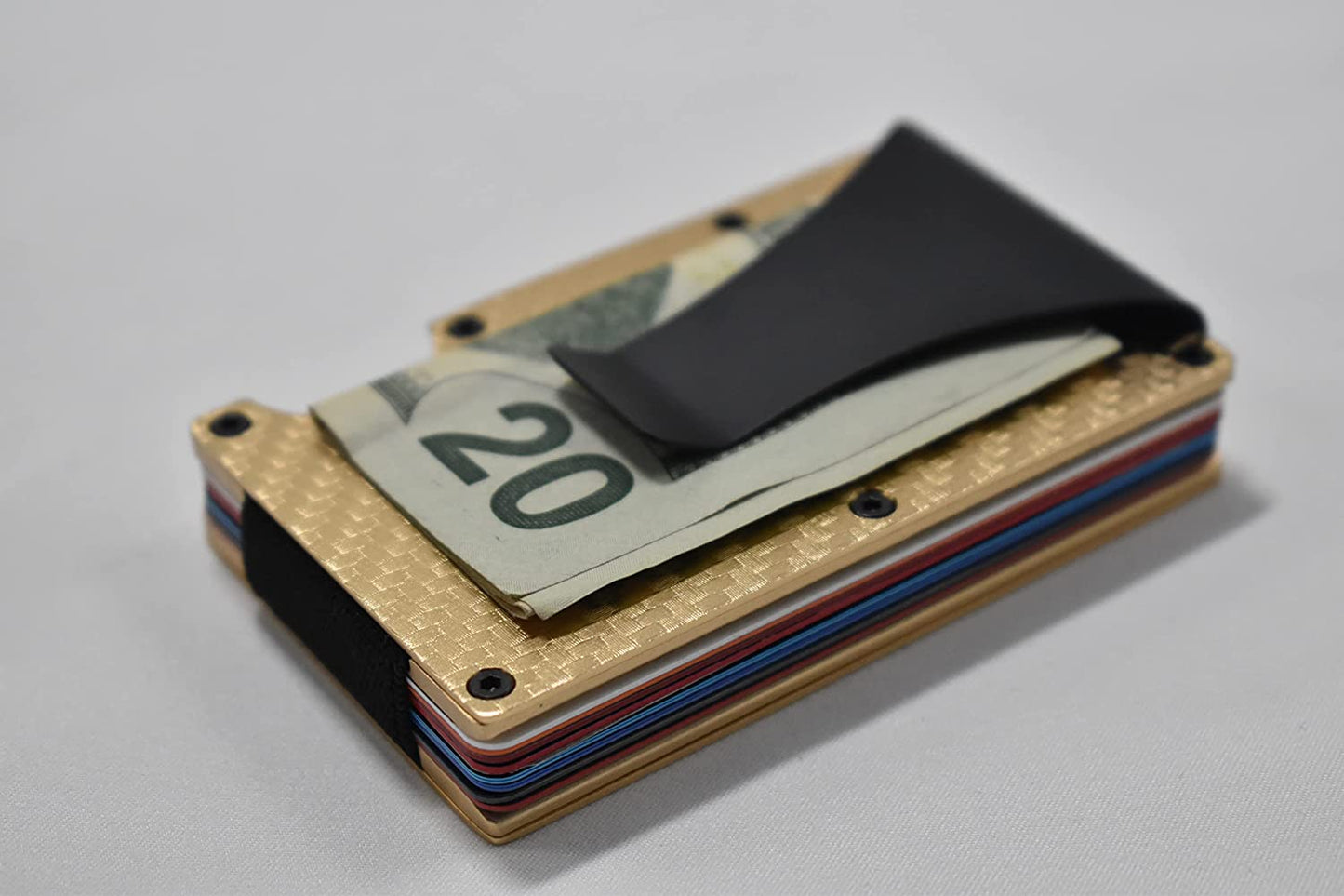 Aluminum Minimalist Slim Carbon Fiber Wallet with RFID Blocking (Gold)  Infinite Evolution   