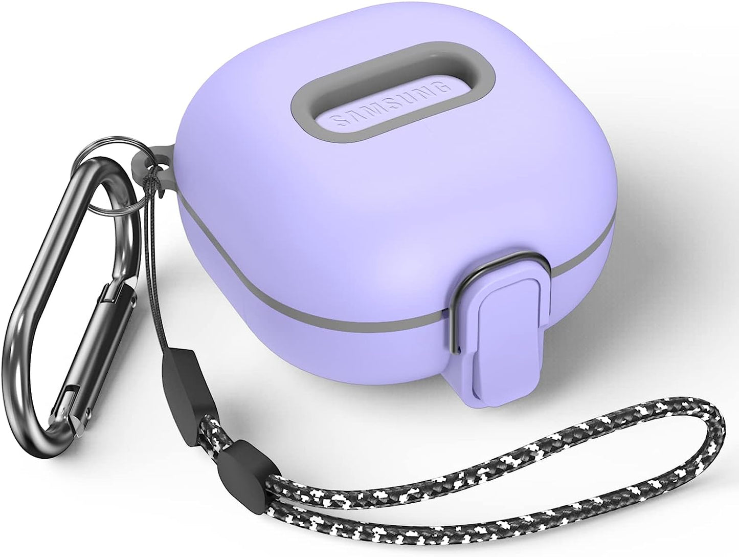 Secure Lock Case for Samsung Galaxy Buds 2 Pro/Galaxy Buds 2/Galaxy Buds Pro/Galaxy Buds Live, WOFRO Shock-Absorbing Protective Cover TPU Hard Shell with Lanyard and Keychain[One-Click Pop] (Blue)  WOFRO Purple  