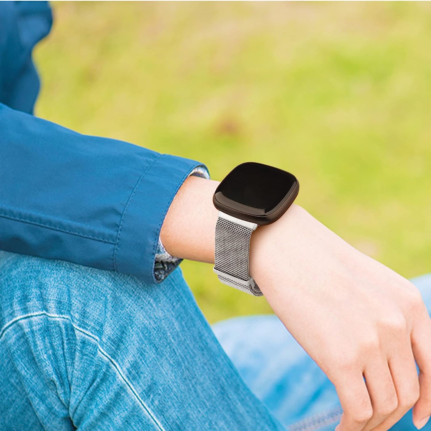 Tobfit Bands Compatible with Fitbit Versa 4/Fitbit Sense 2 & Fitbit Versa 3/Sense Watch Band for Women Men, Stainless Steel Metal Mesh Magnetic Wristband Replacement for Fitbit Versa 4/3 & Sense 2/1 Smartwatch  Tobfit   