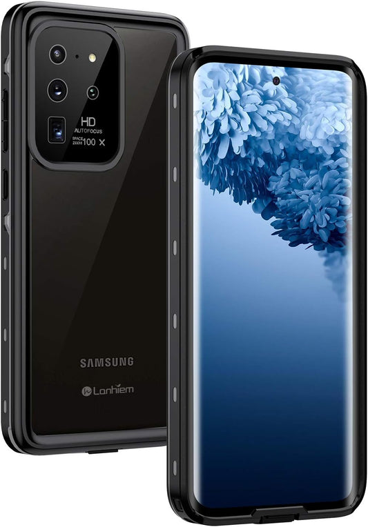 Lanhiem Galaxy S20 Ultra Case, Built-In Screen Protector IP68 Waterproof Dustproof Case, Full Body Heavy Duty Shockproof Protective Cover for Samsung Galaxy S20 Ultra 5G (Black/Gray)  Lanhiem   