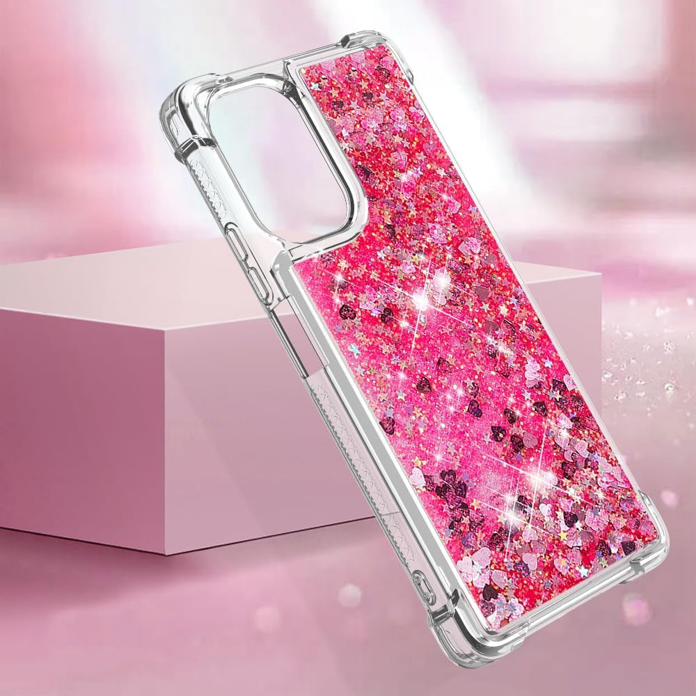 LEMAXELERS Case for Xiaomi Poco F5 5G, Bling Glitter Liquid Clear Case Floating Quicksand Shockproof Protective Sparkle Silicone Soft TPU Case for Xiaomi Poco F5 5G. YBL Love Rose  LEMAXELERS   