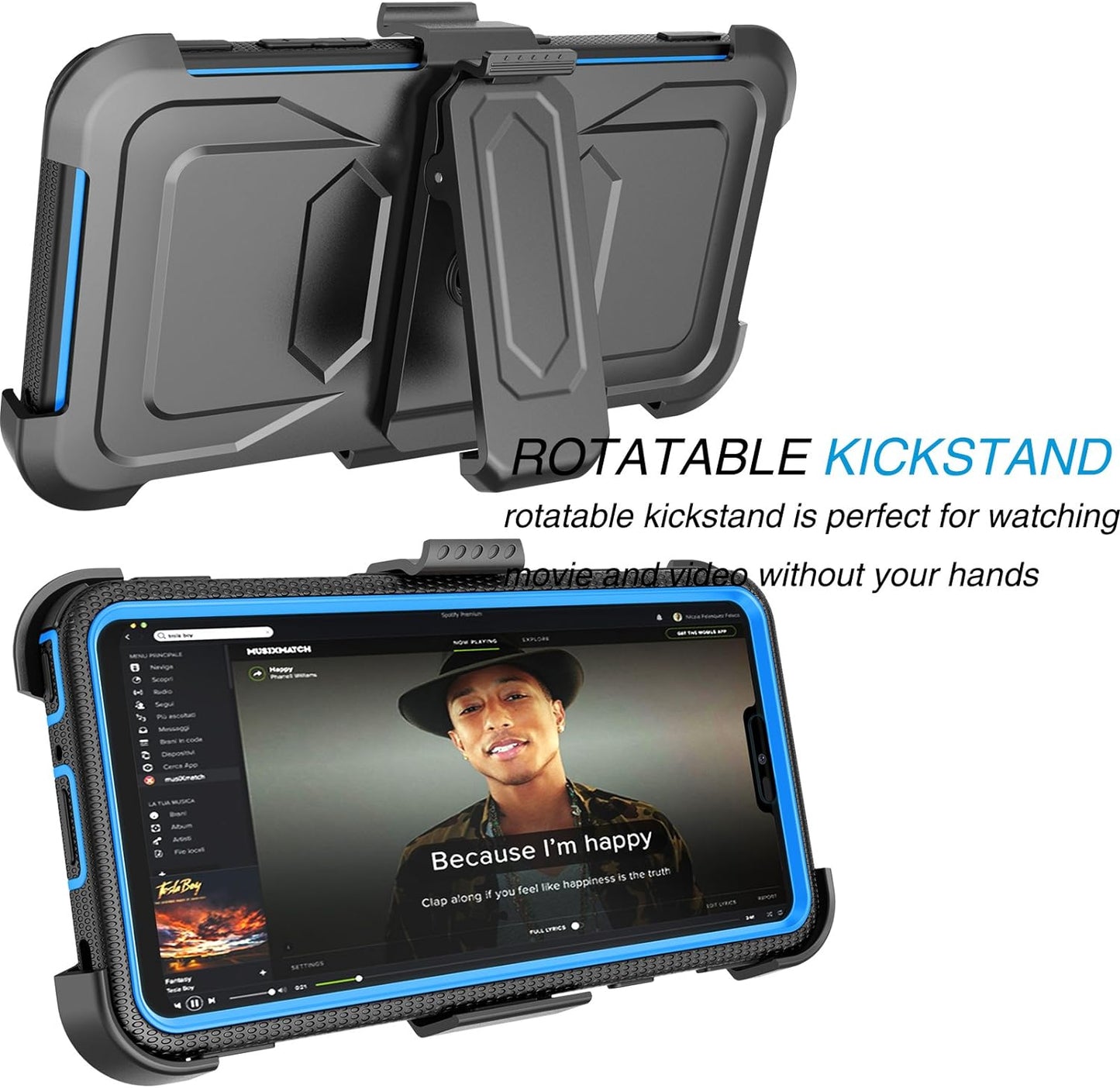 Tekcoo Holster Clip for LG G7 Thinq / 2018 LG G7, [Tshell] [Built-In Screen] Shock Absorbing Secure Swivel Locking Belt Defender Full Body Kickstand Carrying Sturdy Armor Case Cover [Blue]  Tekcoo   