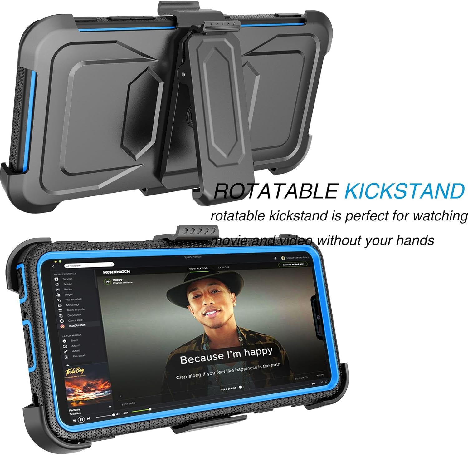 Tekcoo Holster Clip for LG G7 Thinq / 2018 LG G7, [Tshell] [Built-In Screen] Shock Absorbing Secure Swivel Locking Belt Defender Full Body Kickstand Carrying Sturdy Armor Case Cover [Blue]  Tekcoo   