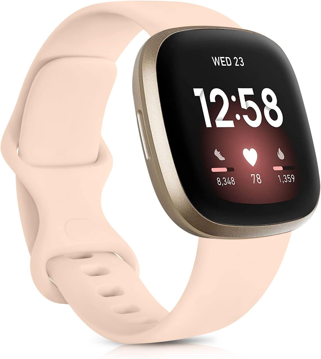 6 Pack Sport Bands Compatible with Fitbit Versa 3 Bands/Fitbit Sense Bands, Classic Soft Silicone Replacement Wristbands for Fitbit Versa 3 Smart Watch Women Men (Small, 6 Pack E)  Mugust Pink Sand Small 