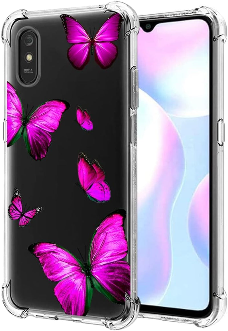 Zoeirc Case for Redmi 9A M2006C3Lg/Redmi 9I M2006C3LII Clear Case for Girls Women, Soft TPU Shockproof Protective Transparent Case Cover for Xiaomi Redmi 9A (Rose Butterfly)  Zoeirc   