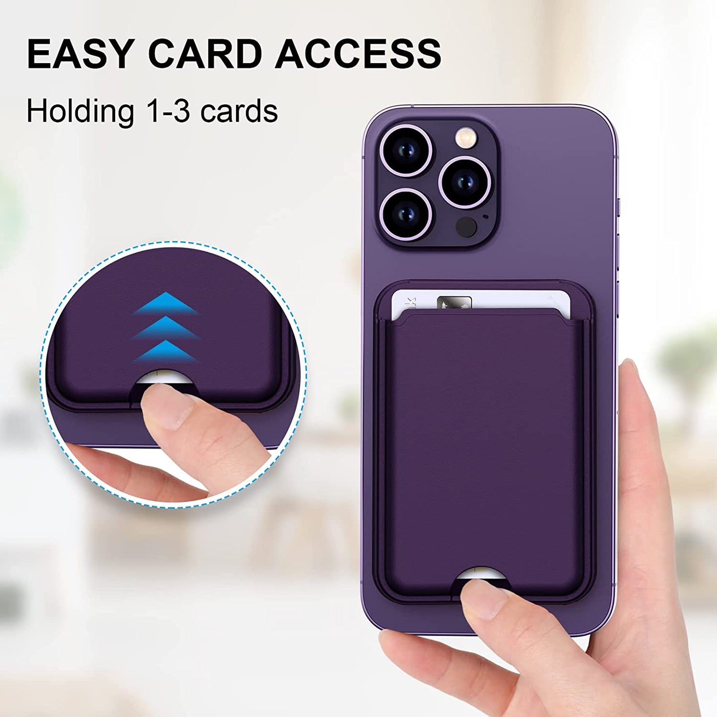 SS Magnetic Wallet Stand Compatible for Magsafe, Leather Phone Wallet with Adjustable Stand, Compatible for Iphone 14/13/12 Series(Not for 13 Mini /12 Mini) Purple  BAIMAHHUI   