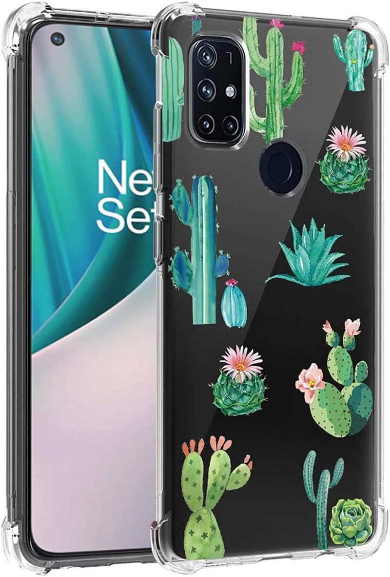 Bohefo Clear Case Compatible with Oneplus Nord N10 5G, Oneplus N10 5G Case for Girls Women, Cute Soft TPU Shockproof Protective Phone Case Cover for Oneplus Nord N10 5G (Cactus)  Bohefo   