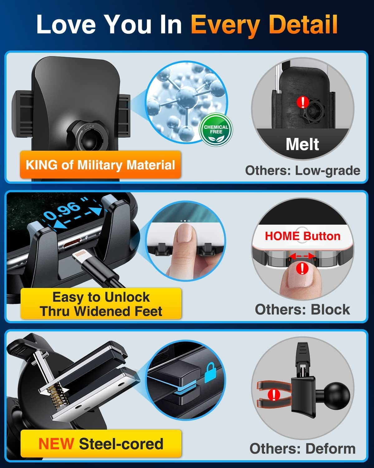 VANMASS [2023 Upgraded] Cell Phone Holder Car [Anti-Slip Soft Silicone & Powerful Suction] Dashboard Windshield Universal Phone Car Mount, Compatible with Iphone 14 13 12 11 Pro Max &Truck/Suv (Gray)  VANMASS   