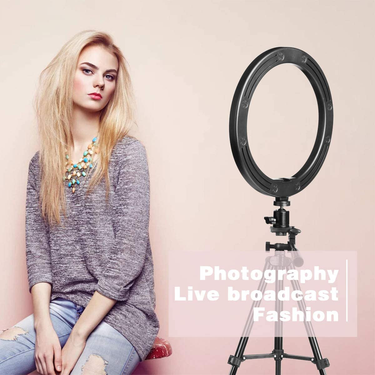 LED Ring Light 10" with Tripod Stand & Phone Holder for Live Streaming & Youtube Video, Dimmable Desk Makeup Ring Light for Photography, Shooting with 3 Light Modes & 10 Brightness Level  AIXPI   