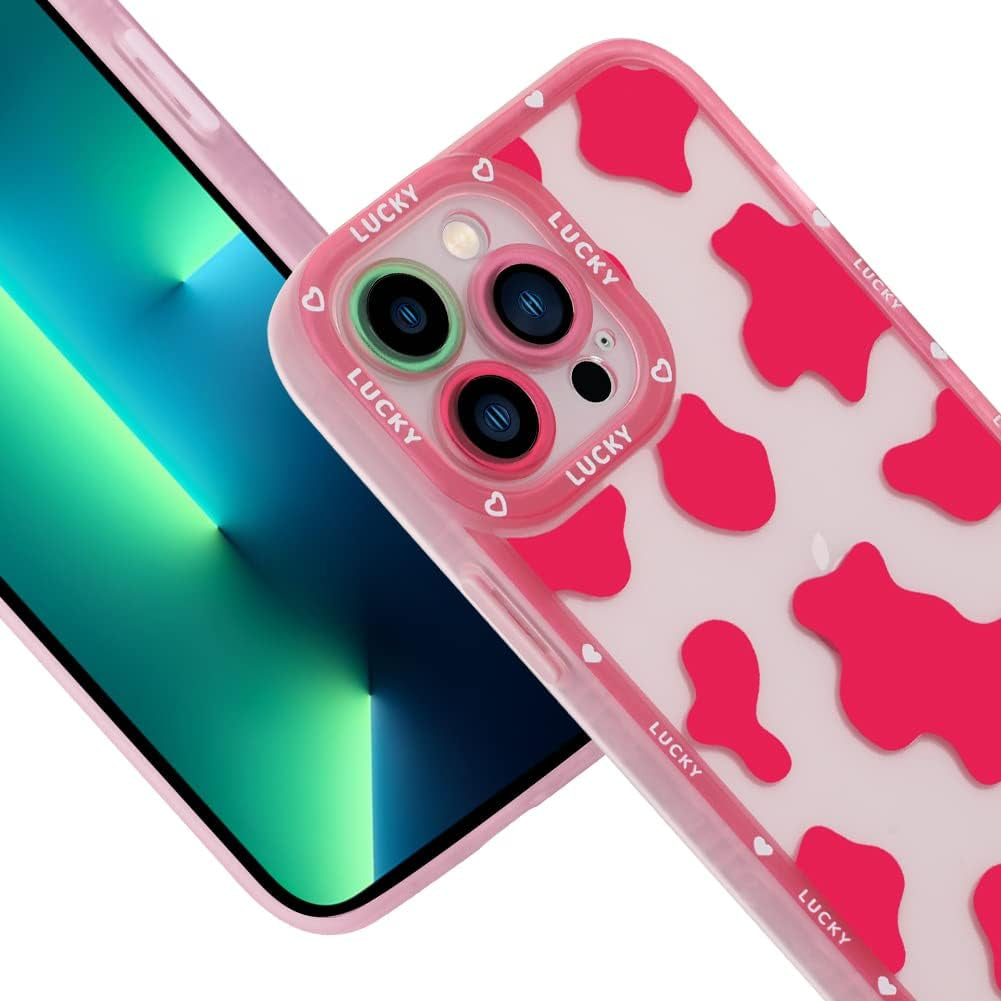ZIYE Cow Print for Iphone 13 Pro Case,Iphone 13 Pro Cow Pattern Protective Phone Case with Full Body Soft Tpu+Camera Protection Anti-Scratch Cover for Iphone 13 Pro 6.1 Inch (Pink)  ZIYE   