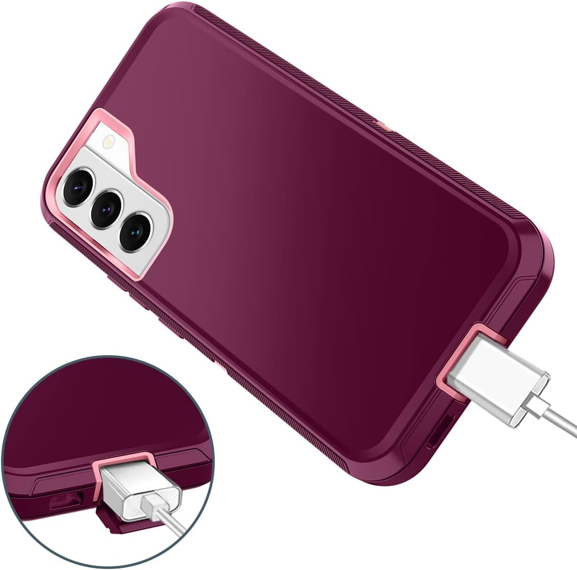 I-HONVA for Samsung Galaxy S22 plus Case, S22 plus Case Shockproof Dust/Drop Proof 3-Layer Full Body Protection [Without Screen Protector] Rugged Heavy Duty Durable Cover Case,Purple/Pink  I-HONVA   