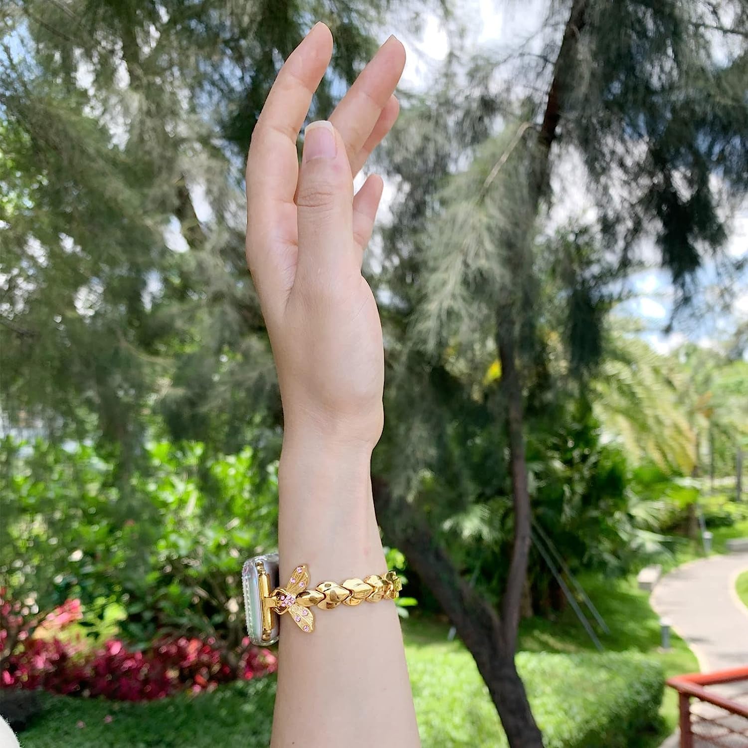 Sangaimei Strap Compatible Apple Watch Ultra Band 49Mm 45Mm 44Mm 42Mm 41Mm 40Mm 38Mm Women Bee Iwatch Band Stainless Steel Wristband for Apple Watch Series 8/7/6/5//4/3/2/1/SE  SaNgaiMEi   