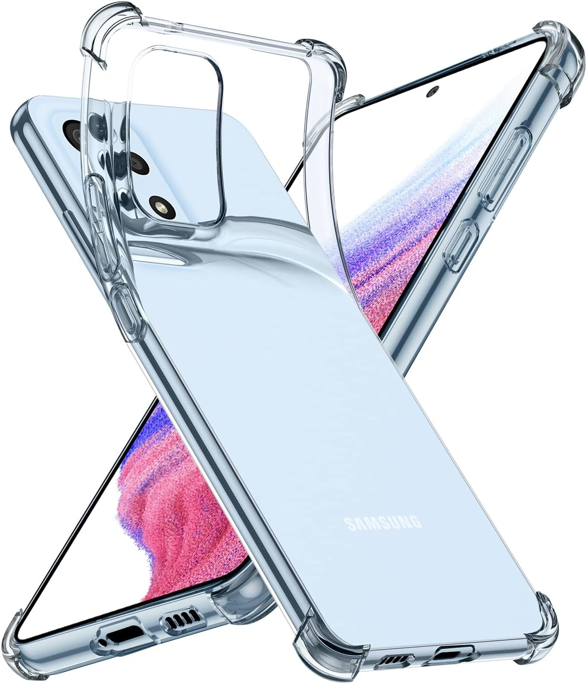 OUBA Galaxy A53 5G Case, Rubber Slim Thin Flexible Clear TPU Shock-Absorbing Corners Anti-Scratches Lightweight Gel Soft Silicone Protective Case Cover for Samsung Galaxy A53 5G - Clear  OUBA   