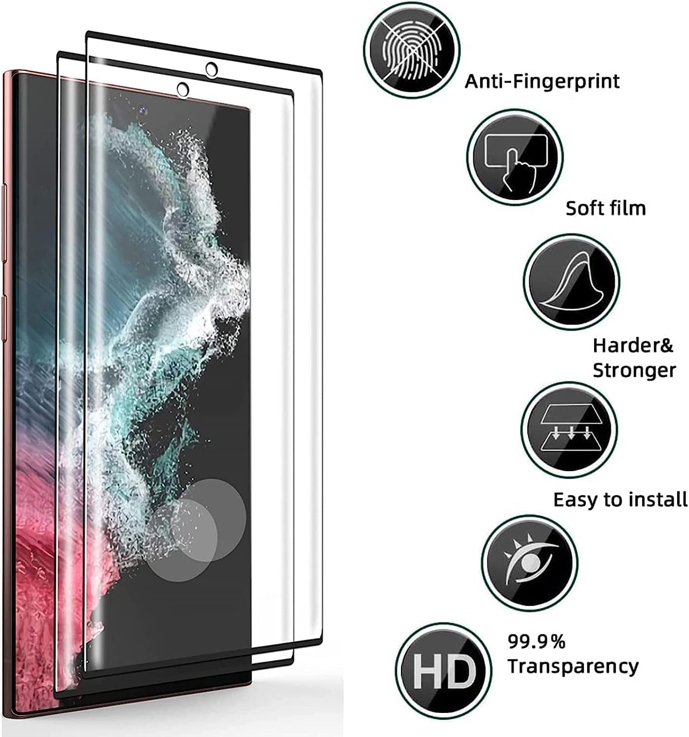 Russell Hobbs [2+2 Pack] for Samsung Galaxy S22 Ultra 5G Screen Protector Tempered Glass Camera Lens Protector,Touch Sensitive,Fingerprint Support,9H Hardenss  Russell Hobbs   