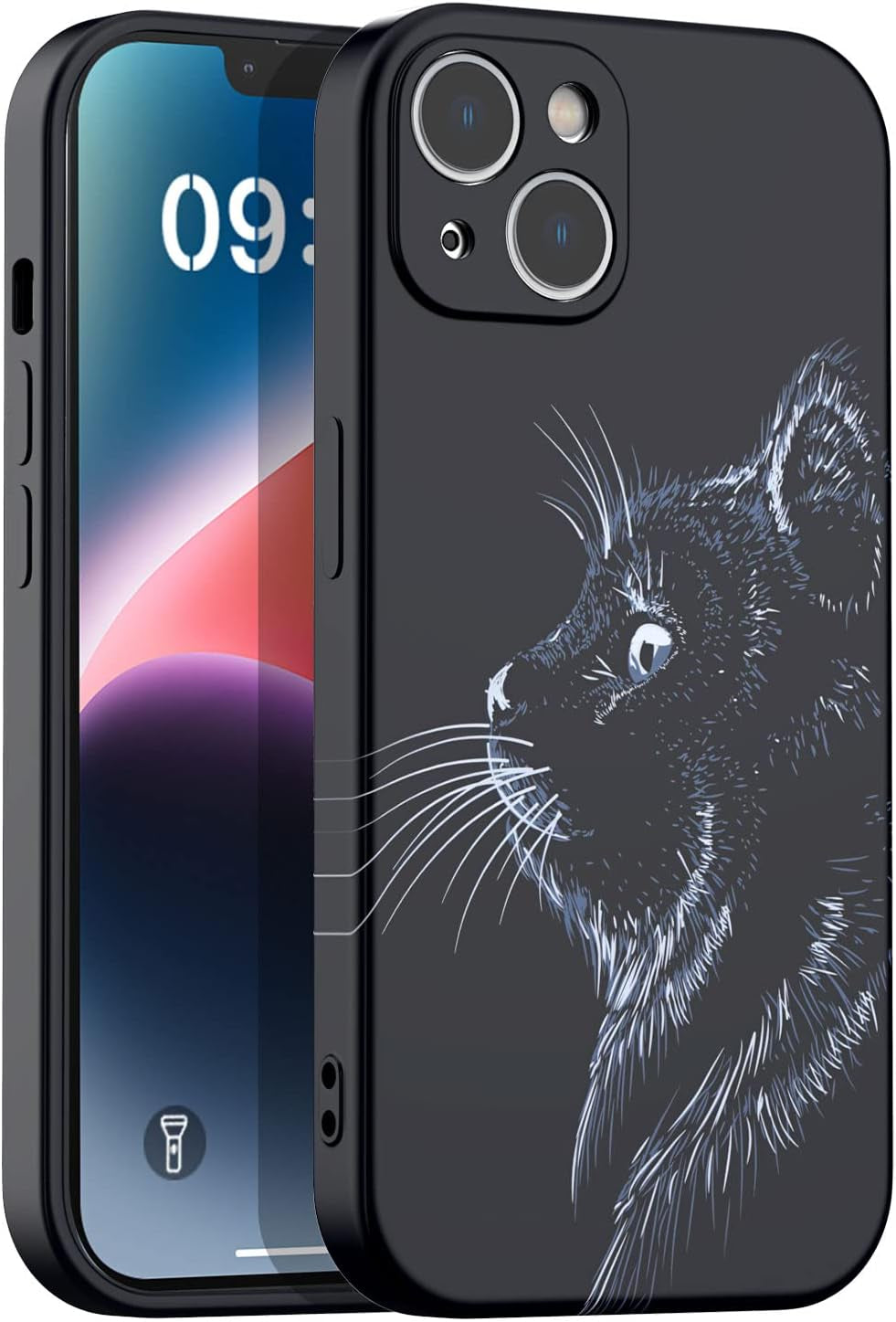 Aicase Magnetic Case for Iphone 14 Plus,Support Magnetic Car Mount Heavy Duty 2-Layer Pocket-Friendly Durable Military Grade Protection Shockproof/Dropproof Protective Cover for Iphone 14 plus 6.7"_1  AICase Staring Black Cat 3D Design  